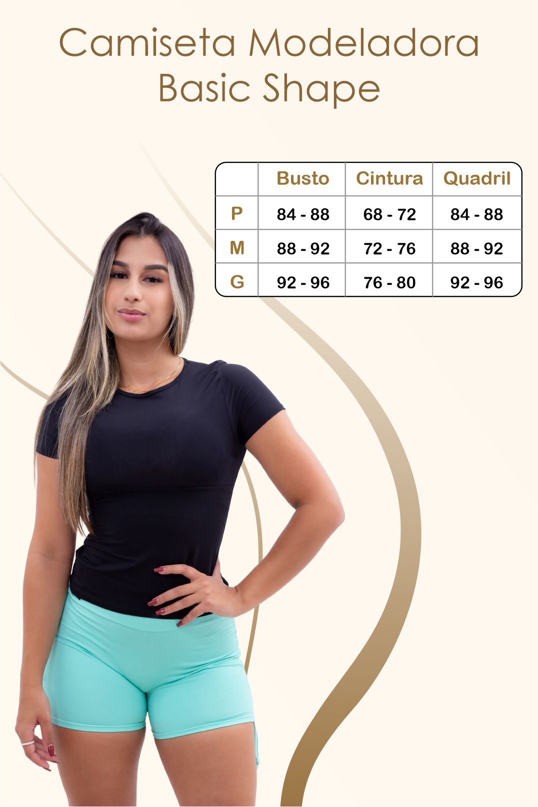 Camiseta Modeladora Basic Shape - Baby Look